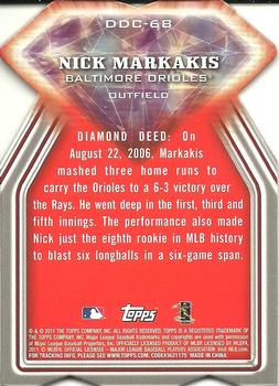 2011 Topps - Diamond Die Cut #DDC-68 Nick Markakis Back