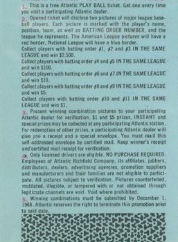 1968 Atlantic Oil Play Ball Contest Cards #NNO Felipe Alou Back