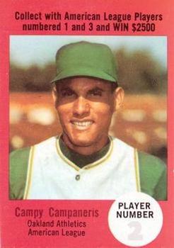 1968 Atlantic Oil Play Ball Contest Cards #NNO Bert Campaneris Front