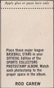 1969 MLB PhotoStamps #NNO Rod Carew Back