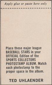 1969 MLB PhotoStamps #NNO Ted Uhlaender Back