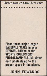 1969 MLB PhotoStamps #NNO John Edwards Back