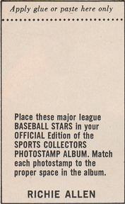 1969 MLB PhotoStamps #NNO Richie Allen Back