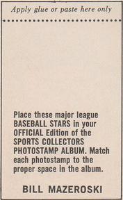 1969 MLB PhotoStamps #NNO Bill Mazeroski Back
