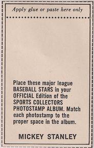 1969 MLB PhotoStamps #NNO Mickey Stanley Back