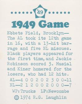 1974 Laughlin All-Star Games #49 Jackie Robinson - 1949 Back