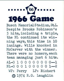 1974 Laughlin All-Star Games #66 Brooks Robinson - 1966 Back