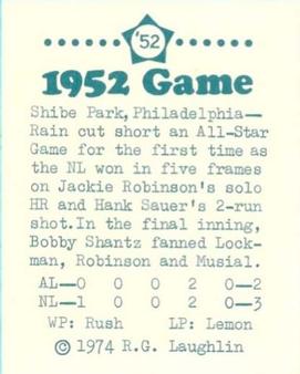 1974 Laughlin All-Star Games #52 Hank Sauer Back