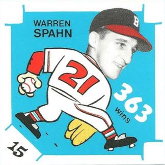 1980 Laughlin The 300/.400/500 Club #15 Warren Spahn Front