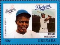 1988 Grenada Baseball Stamps #NNO Jackie Robinson Front