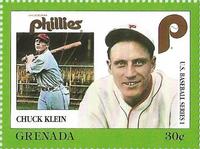 1988 Grenada Baseball Stamps #NNO Chuck Klein Front