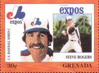 1988 Grenada Baseball Stamps #NNO Steve Rogers Front