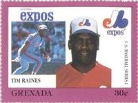 1988 Grenada Baseball Stamps #NNO Tim Raines Front
