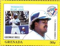 1988 Grenada Baseball Stamps #NNO George Bell Front
