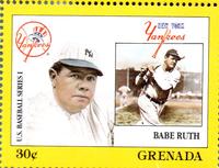1988 Grenada Baseball Stamps #NNO Babe Ruth Front