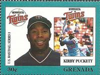 1988 Grenada Baseball Stamps #NNO Kirby Puckett Front