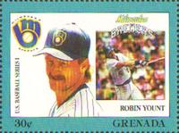 1988 Grenada Baseball Stamps #NNO Robin Yount Front