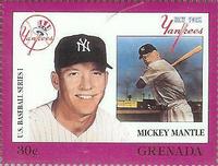 1988 Grenada Baseball Stamps #NNO Mickey Mantle Front
