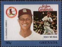 1988 Grenada Baseball Stamps #NNO Stan Musial Front