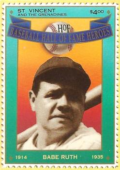 1992 St. Vincent HOF Heroes Stamps #9 Babe Ruth Front