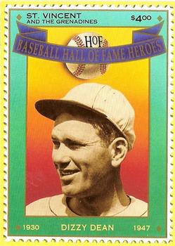 1992 St. Vincent HOF Heroes Stamps #2 Dizzy Dean Front