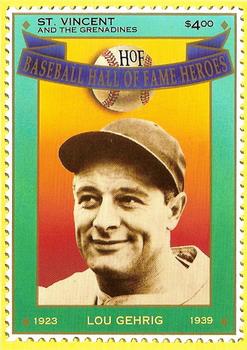 1992 St. Vincent HOF Heroes Stamps #5 Lou Gehrig Front