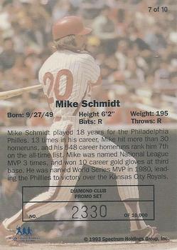 1993 Spectrum Diamond Club #7 Mike Schmidt Back