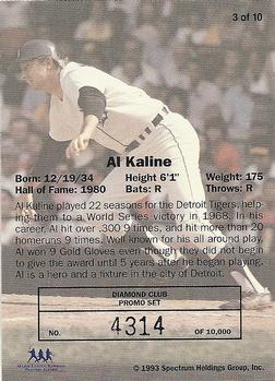 1993 Spectrum Diamond Club #3 Al Kaline Back