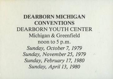 1978-80 Dearborn Card Show/Convention Promos #25 Al Simmons Back