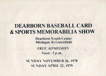 1978-80 Dearborn Card Show/Convention Promos #1 Rocky Colavito Back