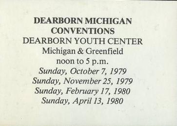 1978-80 Dearborn Card Show/Convention Promos #36 Dizzy Trout Back