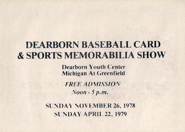 1978-80 Dearborn Card Show/Convention Promos #6 Harvey Kuenn Back