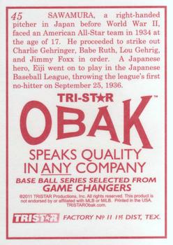 2011 TriStar Obak #45 Eiji Sawamura Back