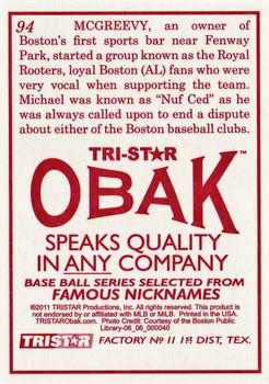 2011 TriStar Obak #94 Michael McGreevy Back