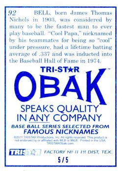 2011 TriStar Obak - Blue #92 James Bell Back