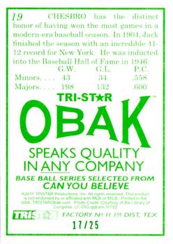 2011 TriStar Obak - Green #19 Jack Chesbro Back