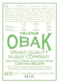 2011 TriStar Obak - Green #28 John Olerud Back