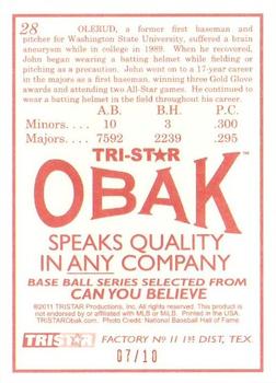 2011 TriStar Obak - Orange 10 #28 John Olerud Back