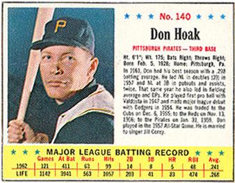 1963 Jell-O #140 Don Hoak Front