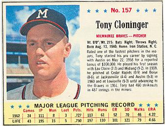 1963 Jell-O #157 Tony Cloninger Front
