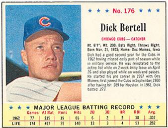 1963 Jell-O #176 Dick Bertell Front