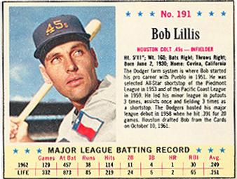 1963 Jell-O #191 Bob Lillis Front