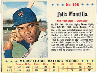 1963 Jell-O #198 Felix Mantilla Front