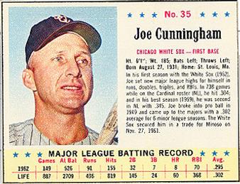 1963 Jell-O #35 Joe Cunningham Front