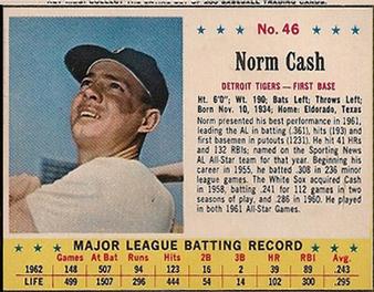 1963 Jell-O #46 Norm Cash Front