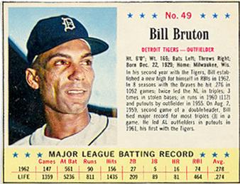 1963 Jell-O #49 Bill Bruton Front