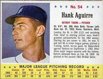 1963 Jell-O #54 Hank Aguirre Front