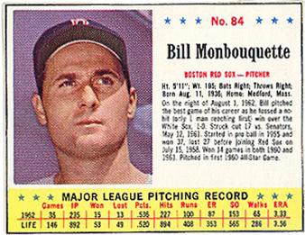 1963 Jell-O #84 Bill Monbouquette Front