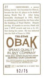 2011 TriStar Obak - T-212 Mini Brown #21 Hank Greenberg Back