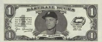 1962 Topps Baseball Bucks #NNO Jim Bunning Front
